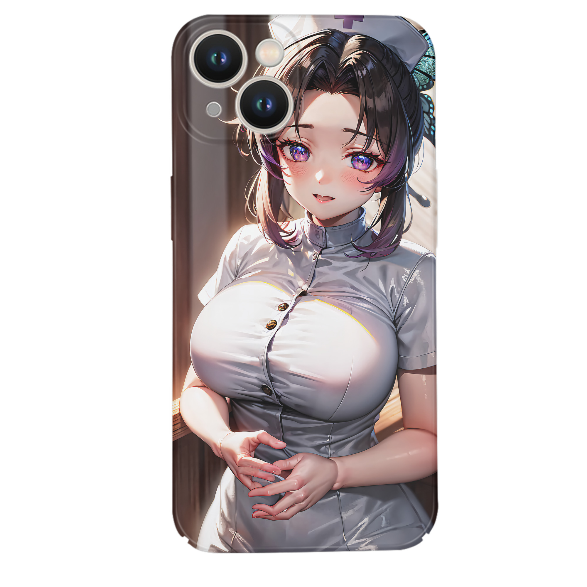 （画像用） 鬼滅の刃（きめつのやいば）蟲柱-胡蝶 しのぶ／こちょう しのぶ Kochou Shinobu 【iPhone 14シリーズ対応】ハードケース